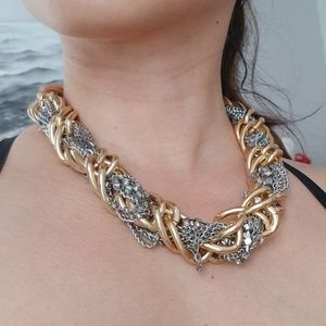 BR chunky mixed metal necklace